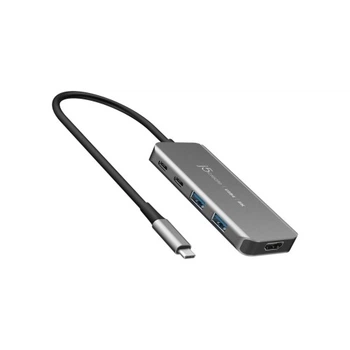 Концентратор J5create USB-C 5-in-1 2xUSB 3.2 10Gbps + 2xUSB-C 10Gbps PD 100W + HDMI 8K gray (JCH453-N) J5create JCH453-N 908705