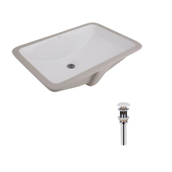 Комплект раковина врезная прямоугольная Qtap Stork White с донным клапаном PU02O для ванной комнаты. (600650)