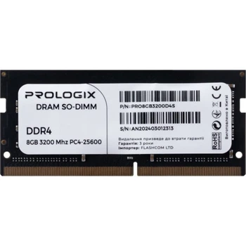 Модуль пам'яті для ноутбука SoDIMM DDR4 8GB 3200 MHz Prologix (PRO8GB3200D4S) PrologiX PRO8GB3200D4S 911222