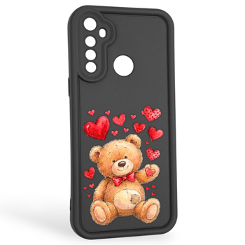 Чехол силиконовый оригинальный Soft Touch с 3D принтом милый мишка для Realme C3 черный (Полная защита камеры)