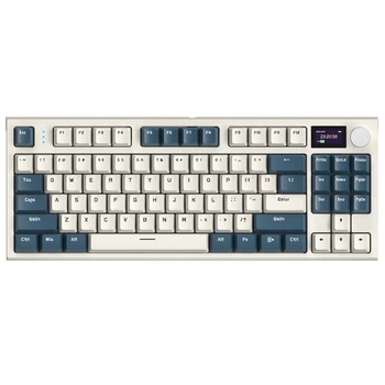 Бездротова ігрова клавіатура Attack Shark K86 / TFT-дисплей / RGB / Hot-Swap / Білий з синім / (Retro Blue)