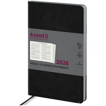 Еженедельник датирован 2026 Axent Partner City Soft 125*195 мм 192 страницы черный (8521-26-01-A)