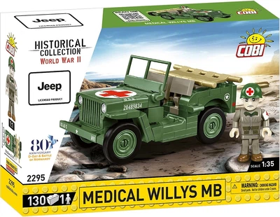 Klocki konstrukcyjne Cobi WWII Medical Willys MB 130 elementów (590251022952)