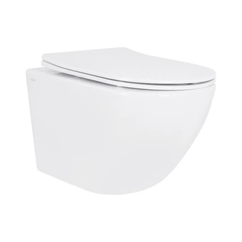 Унитаз подвесной Qtap безободочный Ultra Quiet с сиденьем Soft-close для ванной комнаты туалет из дюропласта (600885)