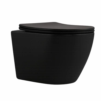 Унитаз подвесной Qtap Robin Ultra Quiet черный безобедочный с сиденьем Soft-close для ванной комнаты туалет (600797)