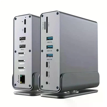 Док-станция 15в1 3xHDTV, розширення на 3 екрани, MST 4K60Hz для Macbook/MSI/Asus/Samsung/Dell/Lenovo/HP/Acer