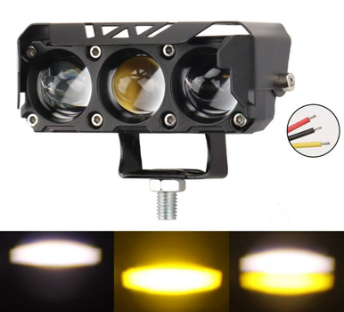 Дополнительная LED фара для мотоцикла и авто — Трехлинзовый LED Spotlight (35W, 3200LM), (1 фонарь)