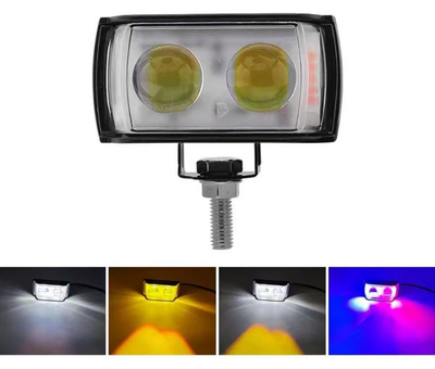 Светодиодная LED фара дополнительного света 12-80V (Белое + Желтый свет + Стробоскоп)