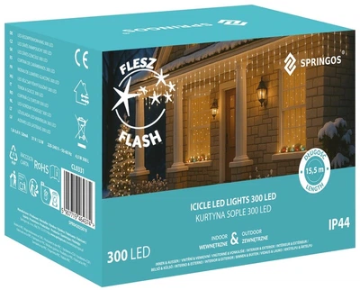 Уличные гирлянды Springos Занавес Сосульки Flash 300 LED 12 м (5907719464374)
