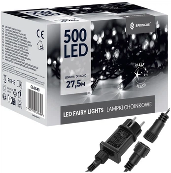 Новорічна гірлянда Springos Flash 500 LED 25 м Білі (5907719489698)