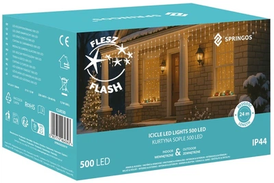 Гірлянда Springos Завіса Бурульки Flash 500 LED 20 м (5907719464343)
