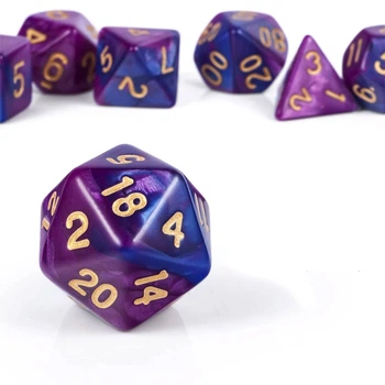 Набор игральных костей для настольных игр (7 штук) + Мешочек | Дайсы для D&D (Dungeons and Dragons)