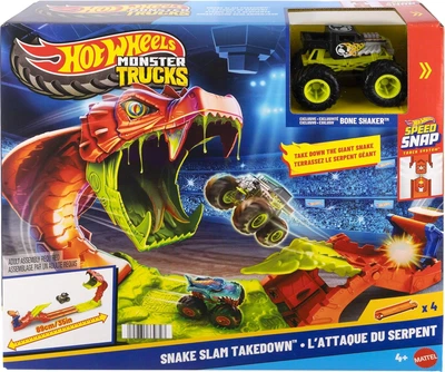 Трек Хот Вилс Удар Змеи с Монстер Траком Bone Shaker 1:64 Hot Wheels Snake Slam Takedown Mattel JJN44