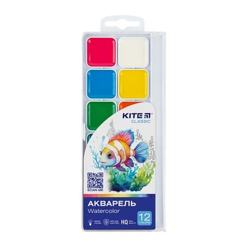 Фарби акварельні Kite Classic, 12 кольорів (K-061)