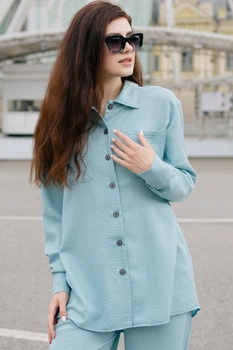 Жіноча сорочка з кишенями на ґудзиках LadyLike 46 Світло-зелений (ll2212710047406)