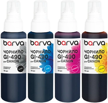 Комплект чернил Barva для Canon GI-490 Special Pigmented/Water Soluble 4x70 мл BK/C/M/Y (CG490-070-MP)