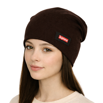 Женская трикотажная шапка "Supreme" баклажан