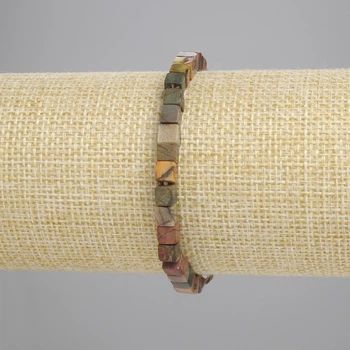 Браслет из яшмы Пикассо, кубик 4,5×4,5 мм, длина 18 см, стрейч-основа, ida91793