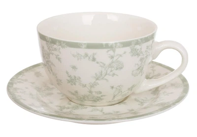 Набор чашки с фарфоровым блюдцем 250мл Floral Green K207