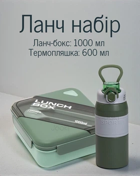Школьный комплект с ланч-боксом 1000 мл и термосом 600 мл / набор для горячих обедов в школу.