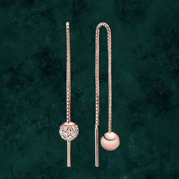 Позолочені сережки "Звисаючі сфери" Pandora (Пандора) 288325CZ