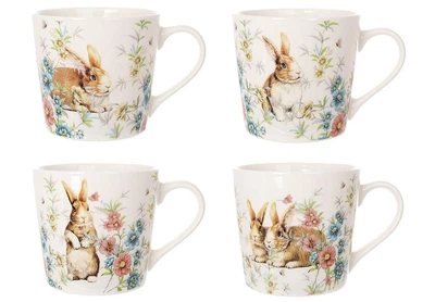 Кружки 4 шт фарфоровые Happy Rabbit 450мл 311-123
