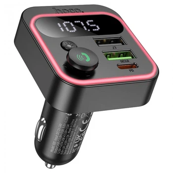 Автомобильный FM-трансмиттер модулятор Bluetooth MP3 HOCO E85 Tiger 20w, PD/QC, USB-C/ 2xUSB-A