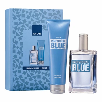Подарунковий набір INDIVIDUAL BLUE Avon 2-в-1 (Туалетна вода 100 мл + Бальзам після гоління 100 мл), Парфумерно-косметичний набір (вода + кондиціонер після гоління)