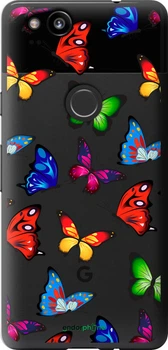 Чехол на Google Pixel 2 Красочные мотыльки "4761t-1075-70447"