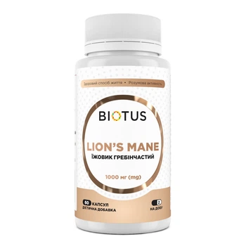 Їжак гребінчастий, Lion's Mane, Biotus, 1000 мг, 60 капсул (BIO-531996)