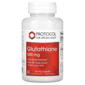 Глутатіон, Glutathione, Protocol for Life Balance, 500 мг, 60 веганських капсул (PRT-10104)