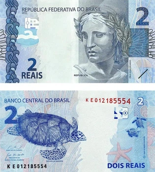Банкнота 2 ріали Бразилія 2010 рік UNC