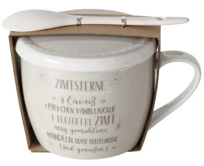 Kubek Boltze Home z pokrywką i łyżeczką beżowy 600 ml (5902973456882)