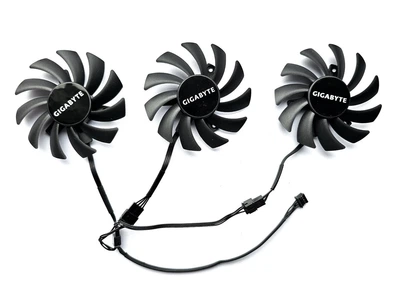 Вентилятор Everflow для видеокарты Gigabyte GTX 1060 1070 1080 Ti 1660 RX 5700 75 мм 4-pin T128010BH (T128010SU PLD08010S12HH) комплект 3 шт (№148)