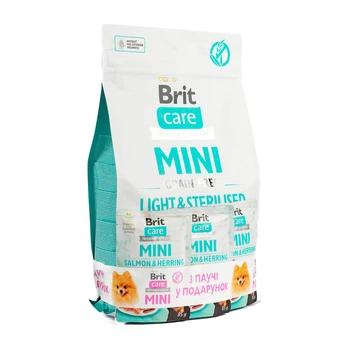 Набір Корм сухий Brit Care Mini GF Light and Sterilised для стерилізованих собак малих порід і надмірною вагою кролик і лосось 2700000049433