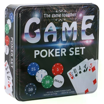 Набор для покера в металлической коробке Professional Poker chips Zelart IG-8655 80 фишек
