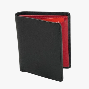 Чоловіче шкіряне портмоне Visconti VSL21 Saber Black Red — Натуральна шкіра Arsel, RFID-захист, Чорний з червоним (Велика Британія)