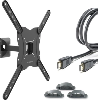 Настенное крепление для телевизора ACCLAB AL-BT401 26-55" + Кабель HDMI 1.8 м (Крепление + HDMI + Органайзер)