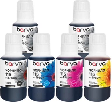 Комплект чернил Barva для Epson 115 Special Pigmented/Water Soluble OneKey (1K) 6x140 мл BK/PB/C/M/Y/GY (E115-140-MP)