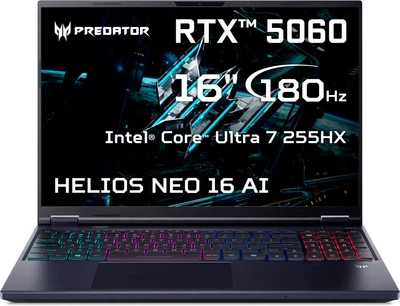 Ноутбук Acer Predator Helios Neo 16 AI PHN16-73-7461 (NH.QVUEU.00H) Abyssal Black / 16" IPS WQXGA 180 Гц / Intel Core Ultra 7 255HX / RAM 32 ГБ / SSD 1 ТБ / RTX 5060, 8 ГБ / LAN
