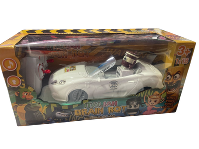Радиоуправляемая машинка для детей Italian Brain Rot - Deluxe R/C Car "Cappuccino Assassino" с подсветкой и звуком, белая