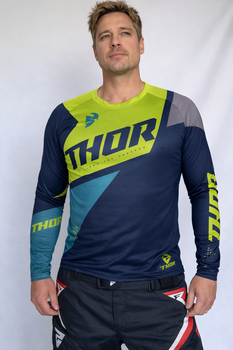 Чоловічий рашгард THOR Downhill ♦ MTB ♦ Велоспорт ♦ Літній рашгард, що дихає, з довгим рукавом ♦ Швидкосохнучий ♦ синій 2XL