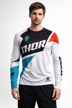 Чоловічий рашгард THOR Downhill ♦ MTB ♦ Велоспорт ♦ Літній рашгард, що дихає, з довгим рукавом ♦ Швидкосохнучий ♦ білий 2XL