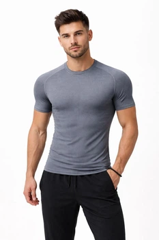 Мужская спортивная футболка SilkFit Apmi ⬩ рашгард с коротким рукавом ⬩серая L