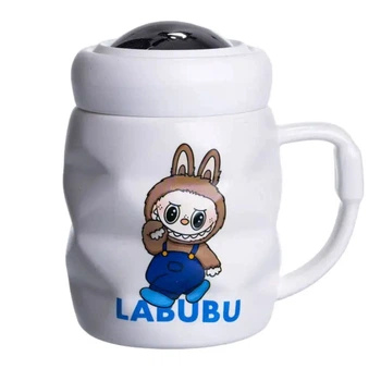 Чашка порцелянова с крышкой Labubu 400 мл подарочная кружка для детей веселый дизайн оригинальная кружка