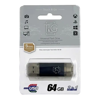 Флешка ЮСБ T&G 009 2&1 USB/Type C 64Gb USB Flash Drive 2.0 пам'ять 64 Гб Black