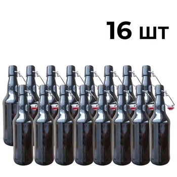 Бутылка стеклянная 0,5 л с бугельной пробкой 16 шт