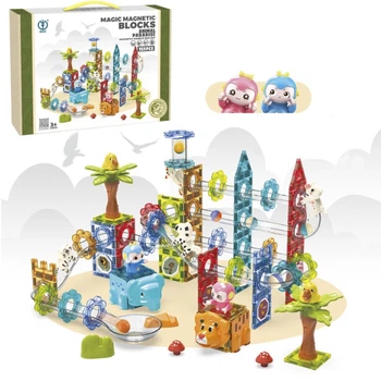 Конструктор магнитный Magnetic marble 1101 D15 Городок трек шарики фигурки животные 151 дет Разноцвет (28199)