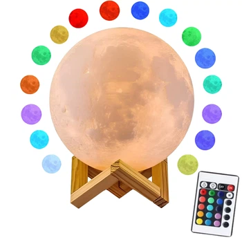 Світильник Місяць 3D MOON на акумуляторі. 16 кольорів з пультом RGB