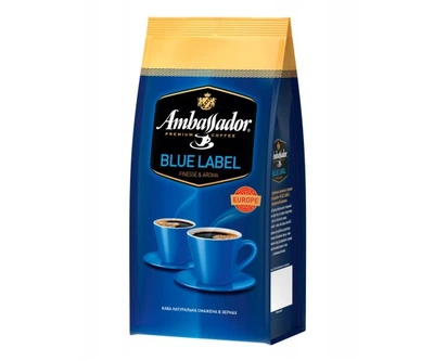 Кава натуральна смажена в зернах «Blue Label», 1000 g ТМ TM Ambassador